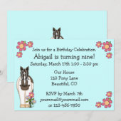 女の子の馬の誕生日招待状 招待状 (正面/裏面)