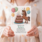 女の子の馬の2歳の誕生日パーティー 招待状