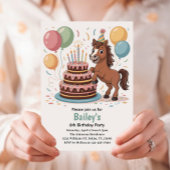 女の子の馬の6歳の誕生日パーティー 招待状