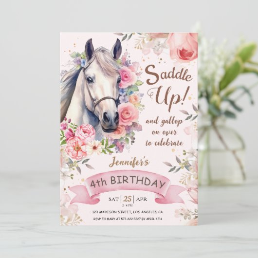 女の子の馬4th誕生日開花花鞍アップ! 招待状 (スタンド正面)
