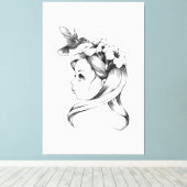 女の子の髪のペチュニア、ハチドリはネクタを飲む キャンバスプリント (インサイチュ (ウッドフロア))