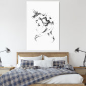 女の子の髪のペチュニア、ハチドリはネクタを飲む キャンバスプリント (インサイチュ (寝室))