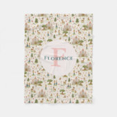 女の子の魔法のお洒落ピンクのおとぎ話の子供たち フリースブランケット (正面)