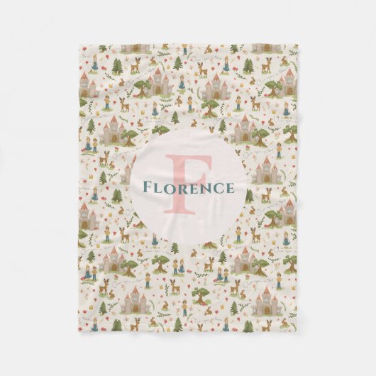 女の子の魔法のお洒落ピンクのおとぎ話の子供たち フリースブランケット (正面)