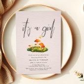 女の子の魔法のキノコの森の赤ちゃんシャワー 招待状