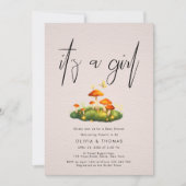 女の子の魔法のキノコの森の赤ちゃんシャワー 招待状 (正面)