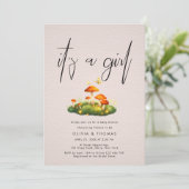 女の子の魔法のキノコ ウッドランド ベイビーシャワー 招待状 (スタンド正面)