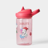 女の子の魔法のユニコーンクリスマスキッズパーソナライズされた ウォーターボトル (左面)