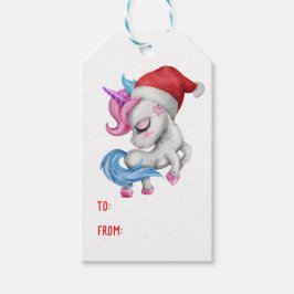 女の子の魔法のユニコーンレインボーキッズクリスマス ギフトタグ
