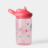 女の子の魔法のユニコーンレインボーキッズパーソナライズされた ウォーターボトル (右面)