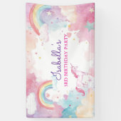 女の子の魔法のユニコーンレインボーバースデーパーティー 横断幕 (縦)