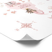 女の子の魔法の世界地図、ピンク人魚と城 ポスター (角)