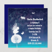 女の子の魔法の妖精の誕生日のパーティの招待状 招待状 (正面/裏面)