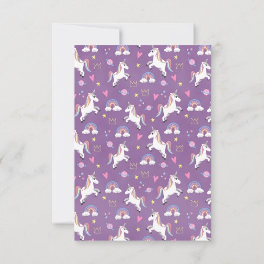 女の子の魔法の紫色のユニコーン 誕生日 サンキューカード (裏面)