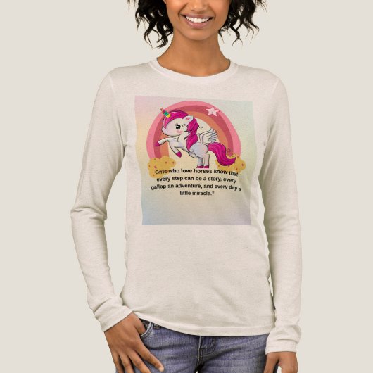 女の子の魔法の馬のTシャツ - かわいいユニコーンとポニー トライブレンドＴシャツ (正面)