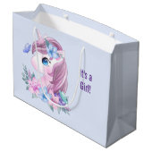 女の子の魔法ユニコーンポートレート ラージペーパーバッグ (裏面アングル)