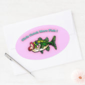 女の子の魚が増える 楕円形シール (封筒)