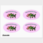 女の子の魚が増える 楕円形シール (シート)