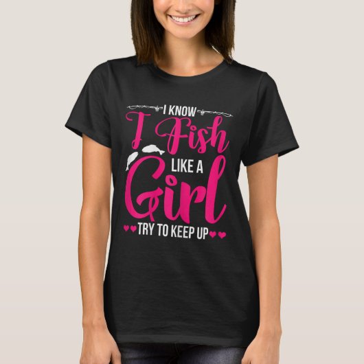 女の子の魚釣りシャツB魚釣り1 Tシャツ (正面)
