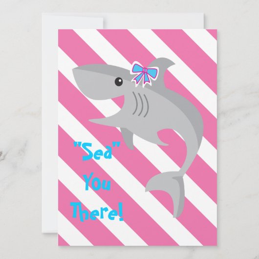 女の子の鮫のかみ傷は第2誕生会を誘います 招待状 (裏面)