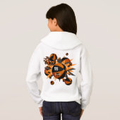 女の子の黒いパーソナライズされたオレンジ色のバスケットボール星 (裏面フル)