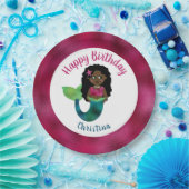 女の子の黒い人魚フェイクなホイルのアフリカ系アメリカ人の子供 ペーパープレート (パーティー)