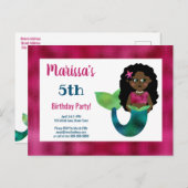 女の子の黒い人魚フェイクなホイルのアフリカ系アメリカ人 インビテーションポストカード (正面/裏面)