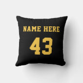 女の子の黒い金ゴールドサッカーのための年長夜ギフト クッション (裏面)