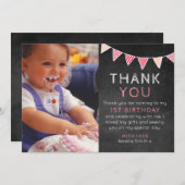 女の子の黒板の旗布の誕生日のサンキューカード サンキューカード (正面/裏面)