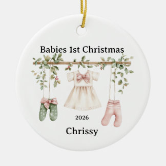 女の子の1歳のクリスマスにカスタマイズ セラミックオーナメント