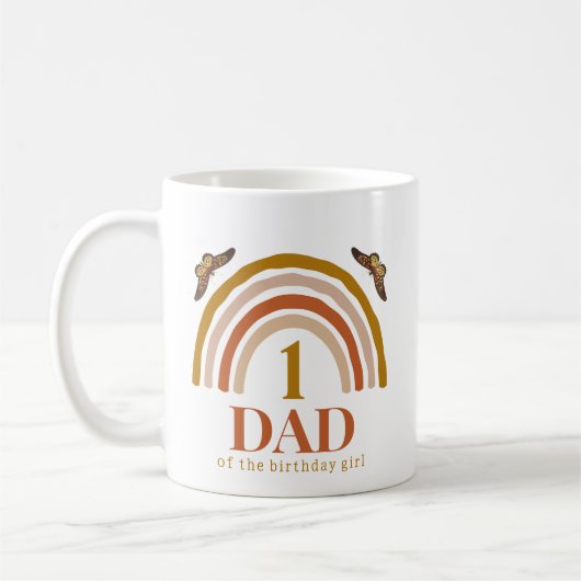 女の子の1歳の誕生日をお祝いするパパ コーヒーマグカップ (左)
