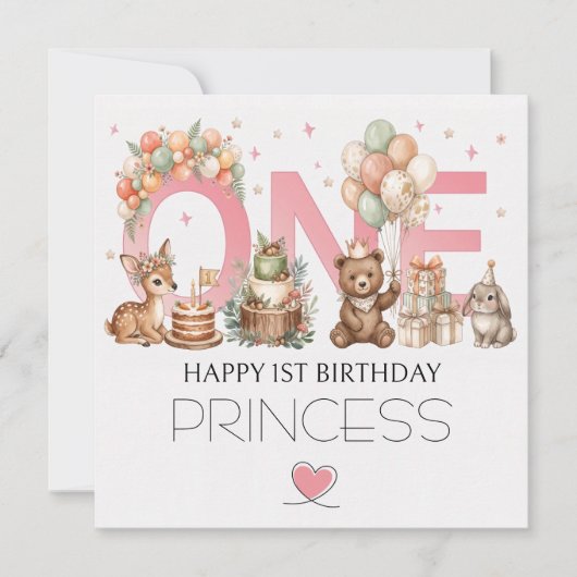 女の子の1歳の誕生日カード シーズンカード (正面)
