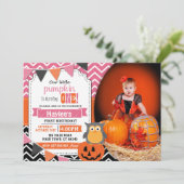 女の子の1歳の誕生日ハロウィン誕生日招待状 招待状 (スタンド正面)