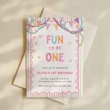女の子の1歳の誕生日パーティーの招待状