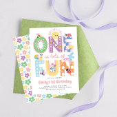 女の子の1歳の誕生日招待状 ワンは楽しい 招待状