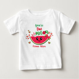 女の子の1歳の誕生日 すいかワンメロン ベビーTシャツ