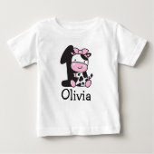 女の子の1歳の誕生日 牛のナンバー1 Tシャツ (正面)