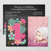 女の子の1歳の誕生日　No.1　写真招待状 招待状 (正面/裏面)