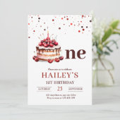 女の子の1歳誕生日ケーキ招待状, 女の子の1歳誕生日 招待状 (スタンド正面)