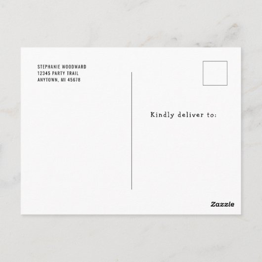 女の子の1歳誕生日パーティー ピンク ゴールド ブラック サファリ ポストカード (裏面)