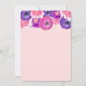 女の子の1歳誕生日招待状 ピンク パープル ゴールド 招待状 (裏面)