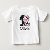 女の子の1歳誕生日 牛さんナンバーワンTシャツ ベビーTシャツ (正面)