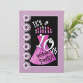 女の子の10歳の誕生日パーティー招待状 ピンクのキャンドル 招待状 (スタンド正面)