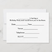 女の子の10歳の誕生日パーティー招待状、紫 招待状 (裏面)