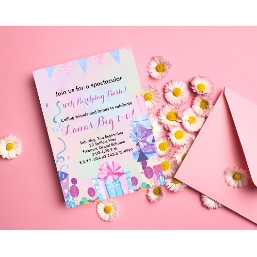 女の子の10歳の誕生日パーティー 招待状