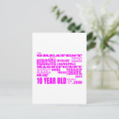 女の子の10歳の誕生日 : ピンクが最高の10歳 ポストカード (スタンド正面)