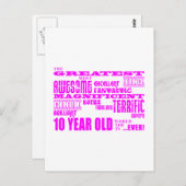 女の子の10歳の誕生日 : ピンクが最高の10歳 ポストカード (正面/裏面)