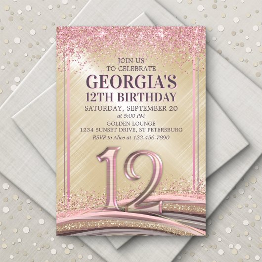 女の子の12歳の誕生日招待状 招待状