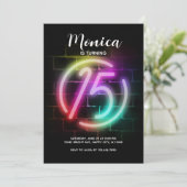 女の子の15歳の誕生日 ネオンハッピーバースデー招待状 招待状 (スタンド正面)
