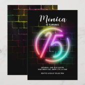 女の子の15歳の誕生日 ネオンハッピーバースデー招待状 招待状 (正面/裏面)